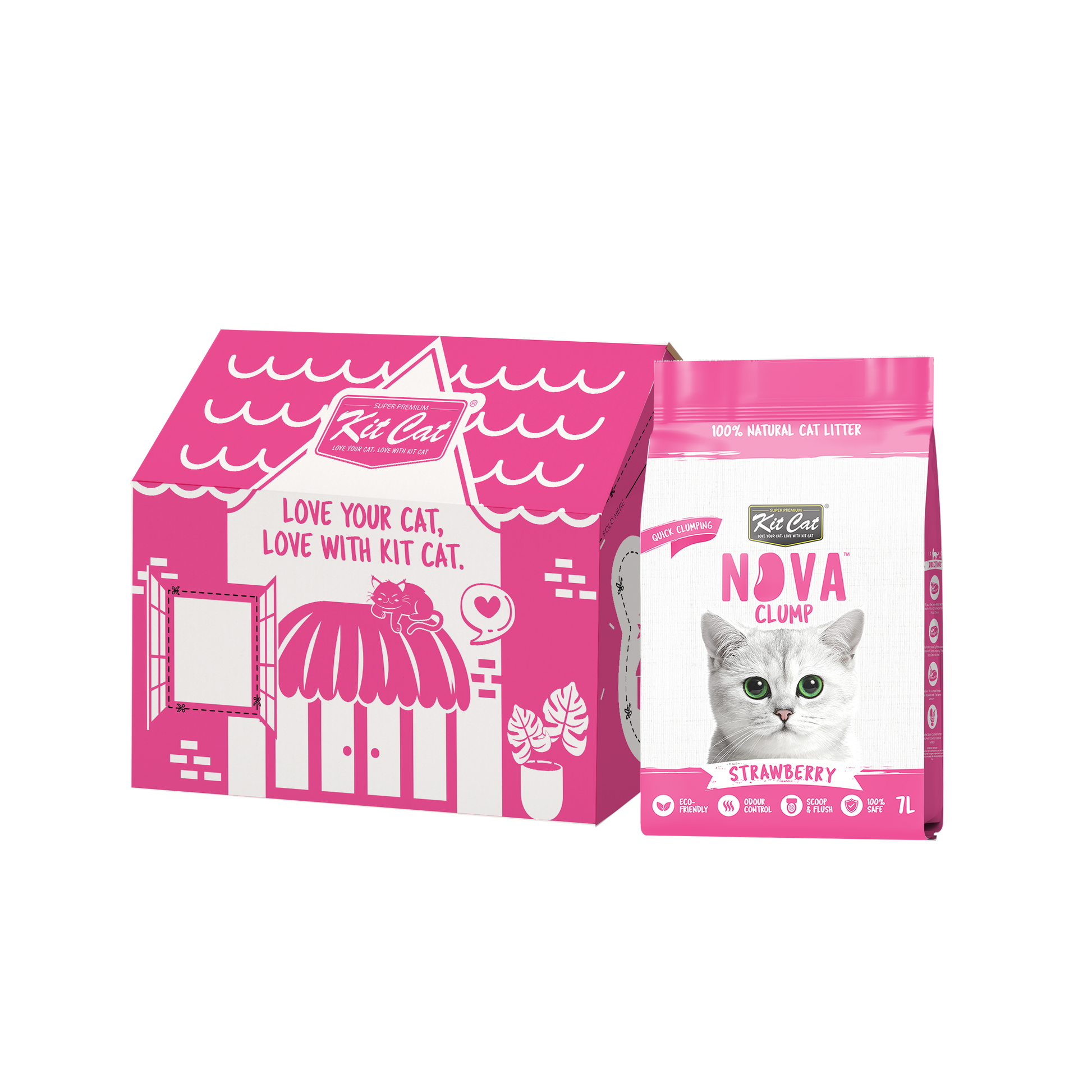 Cat Litter Kit Eco SoyaClump - Strawberry 7 L Cat Litter