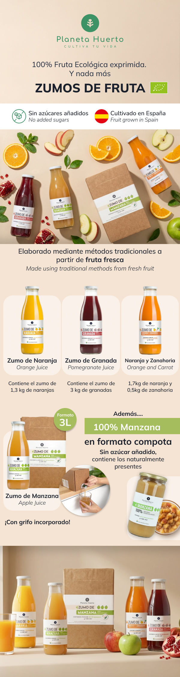 Orange Juice 100% squeezed fruit Eco Planet Orchard 750ml
