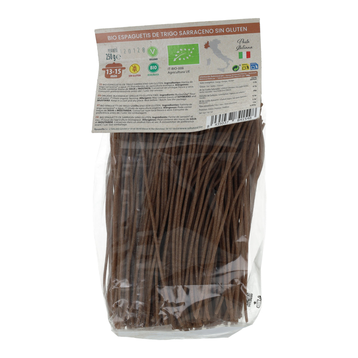 Sol Natural Organic Gluten-Free Buckwheat Spaghetti 250 g