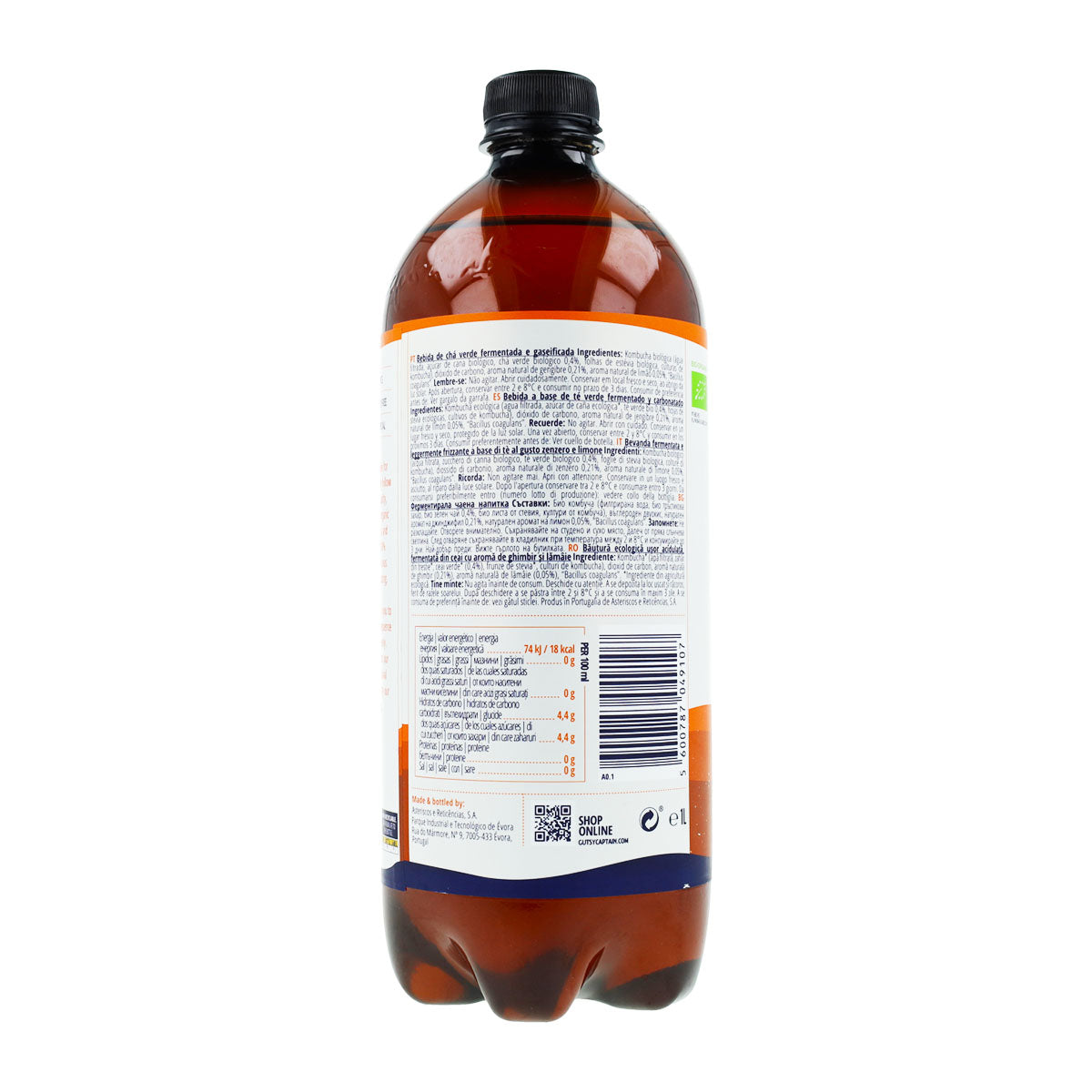 Captain Kombucha Organic Ginger and Lemon Kombucha Drink 1 L