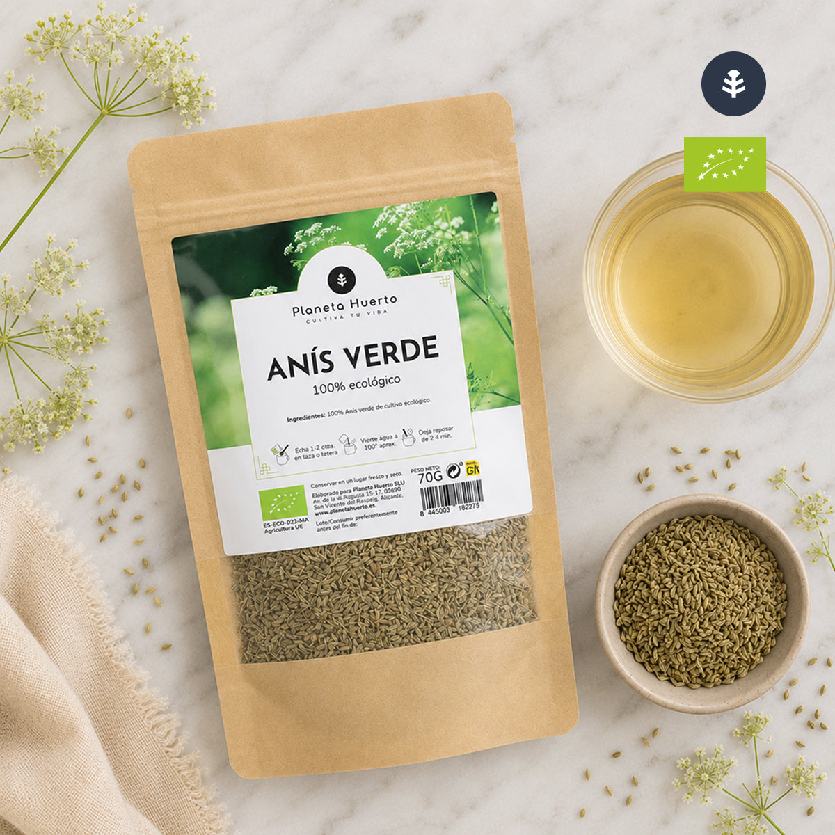 Green aniseed in grain ECO Planeta Huerto 70g