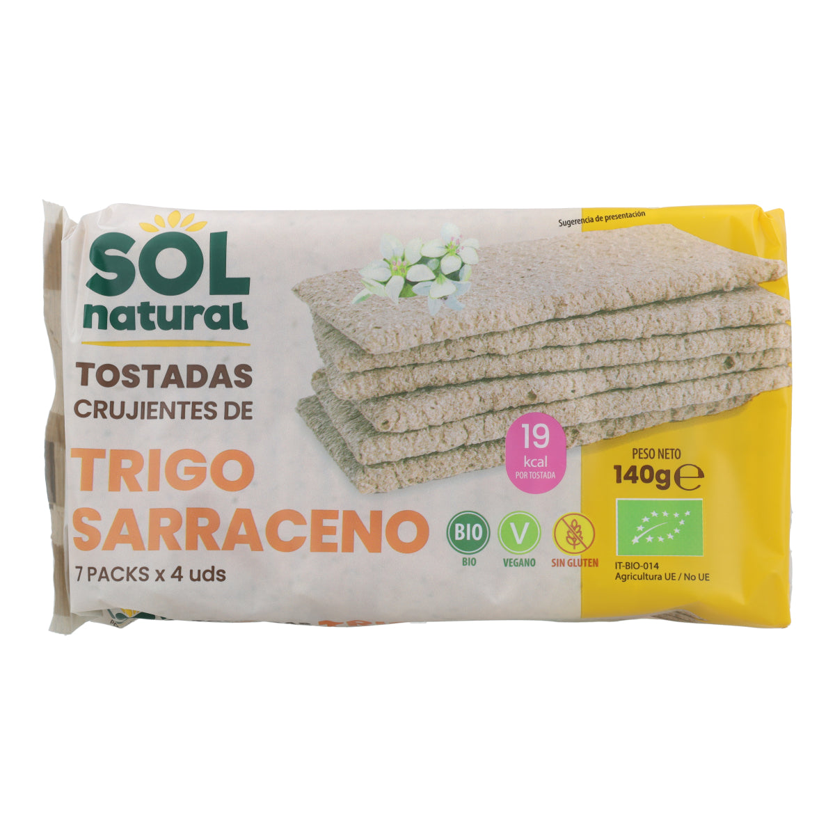 Sol Natural gluten-free buckwheat toast 140 g organic