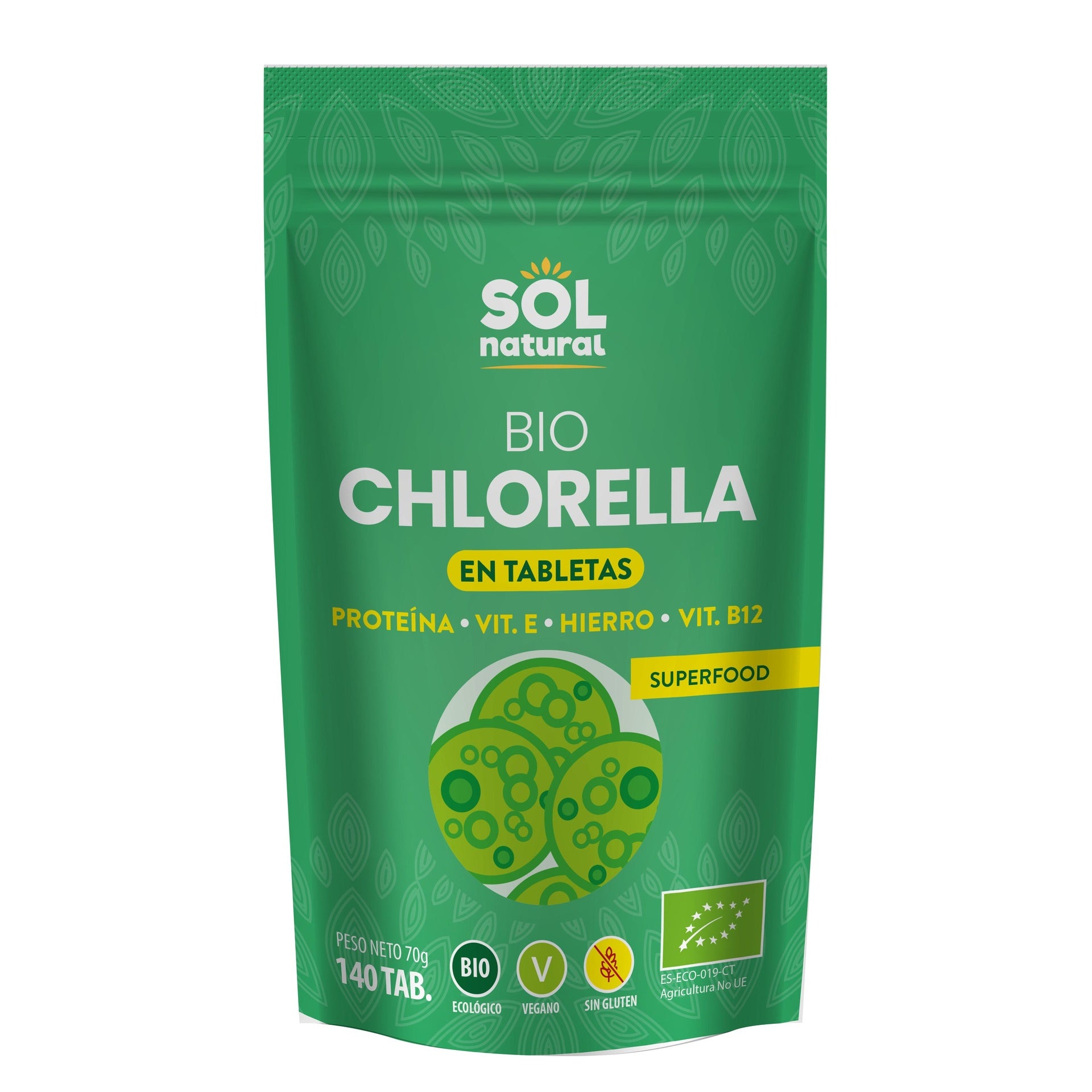 Chlorella en tabletas bio Sol Natural 140 uds