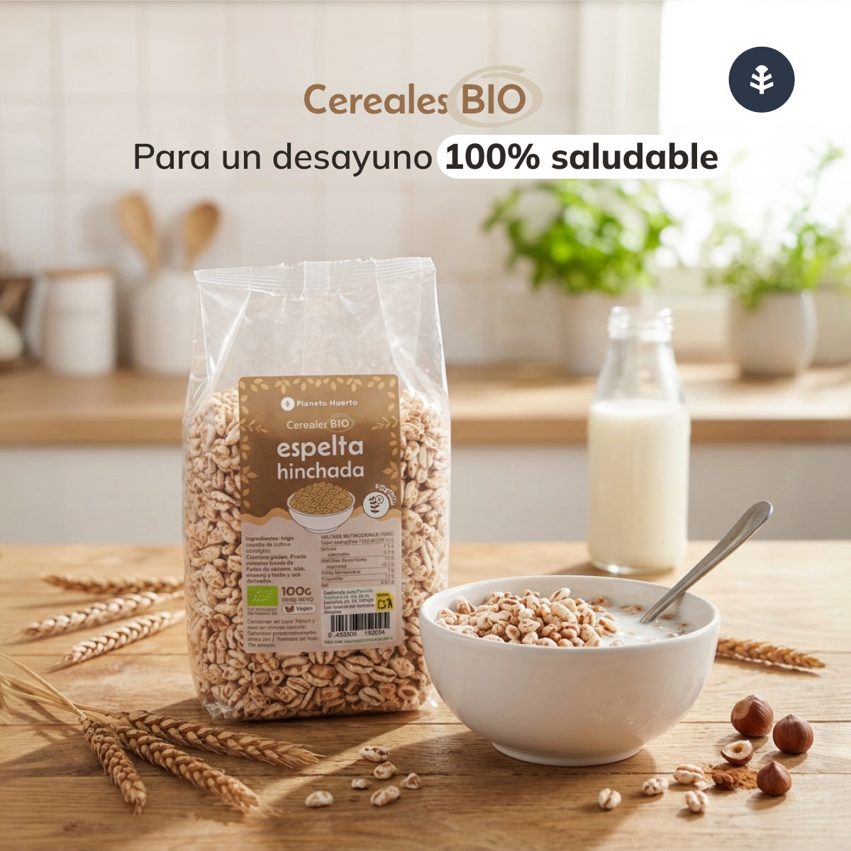 Spelt wheat puffed ECO Planeta Huerto 100 g