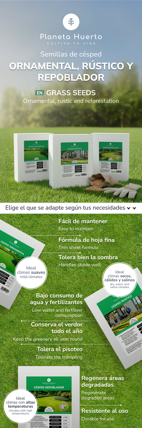 Planeta Huerto Rustic Grass Seeds 1 kg