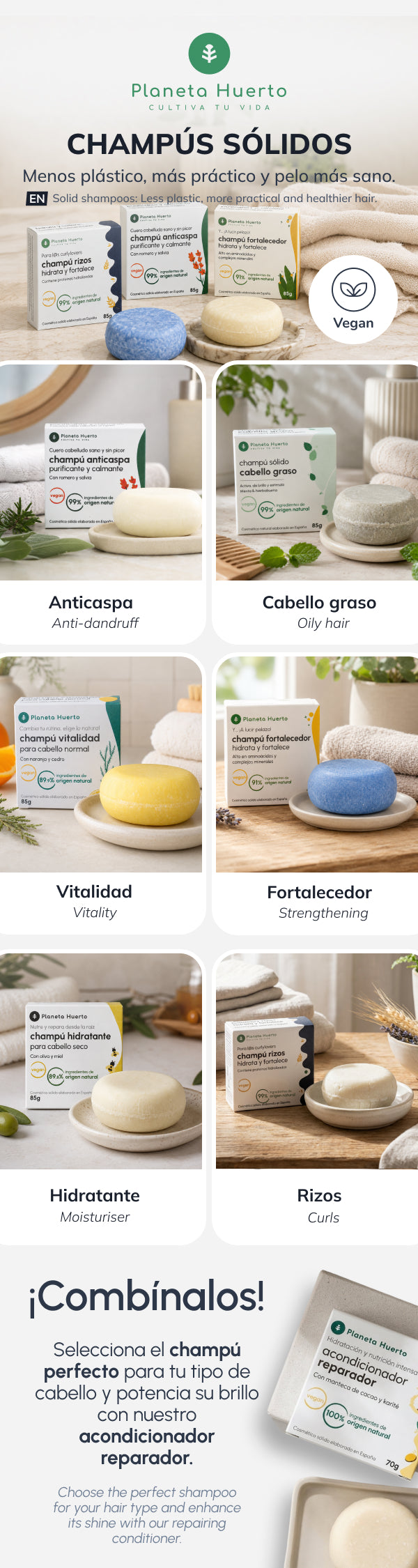 Planeta Huerto Olive & Honey Moisturising Solid Shampoo 85 gr