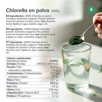 Chlorella seaweed powder ECO Planeta Huerto 200 g