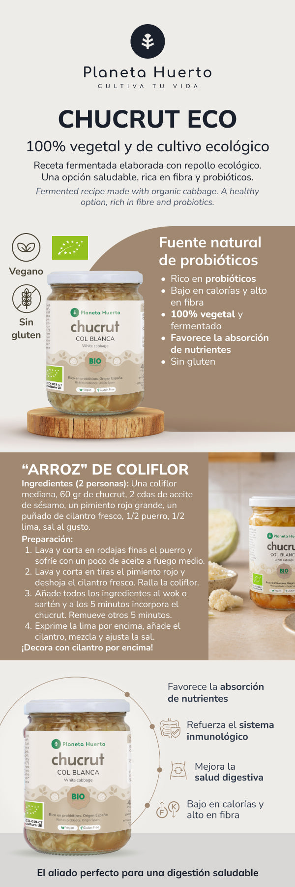 Sauerkraut White Cabbage ECO Planeta Huerto 420 g
