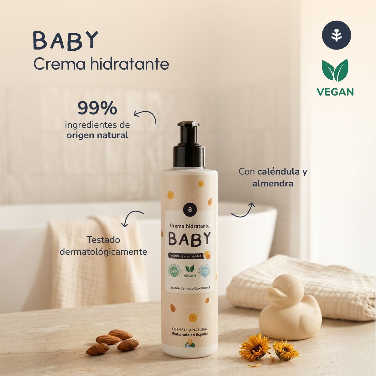 Moisturising cream for children Calendula and Almonds Planeta Huerto 250 ml