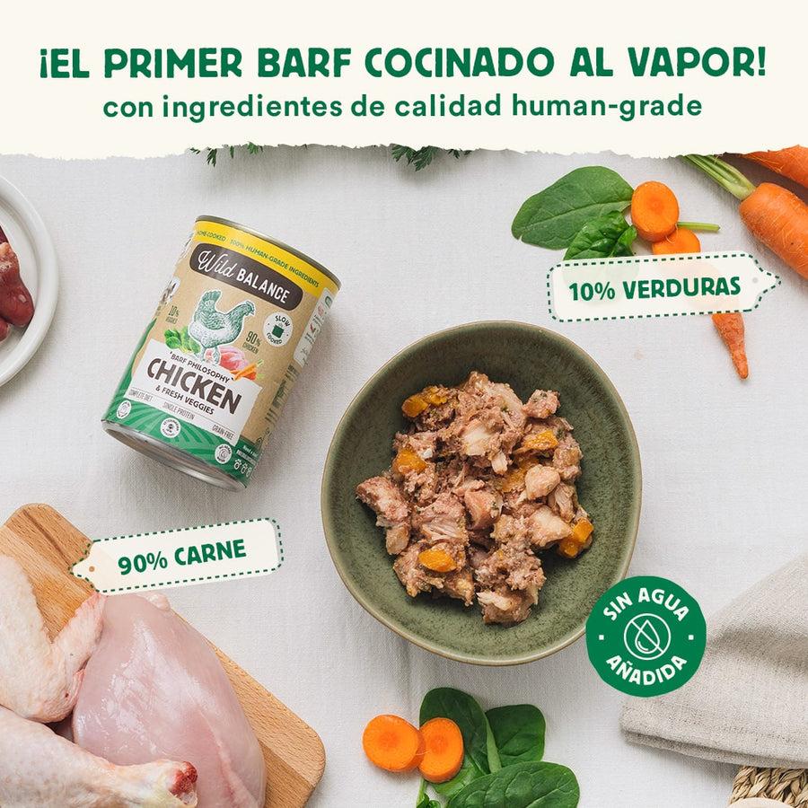 Lata Filosofía BARF de POLLO Wild Balance 400gr