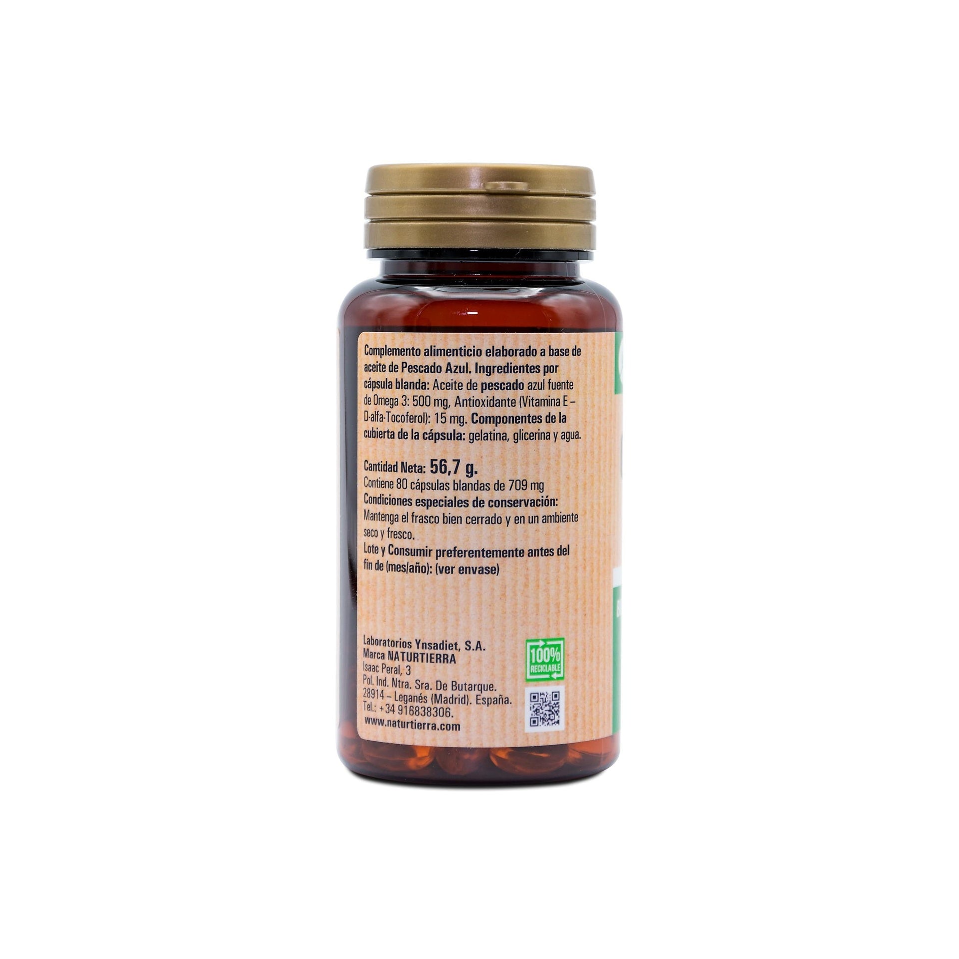 Omega 3, 80 cápsulas blandas. NaturTierra