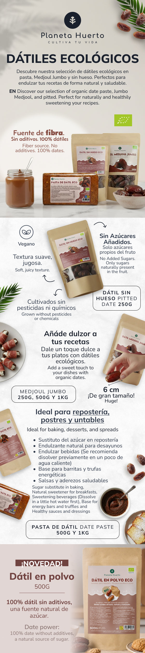 Planeta Huerto date powder, 500 g