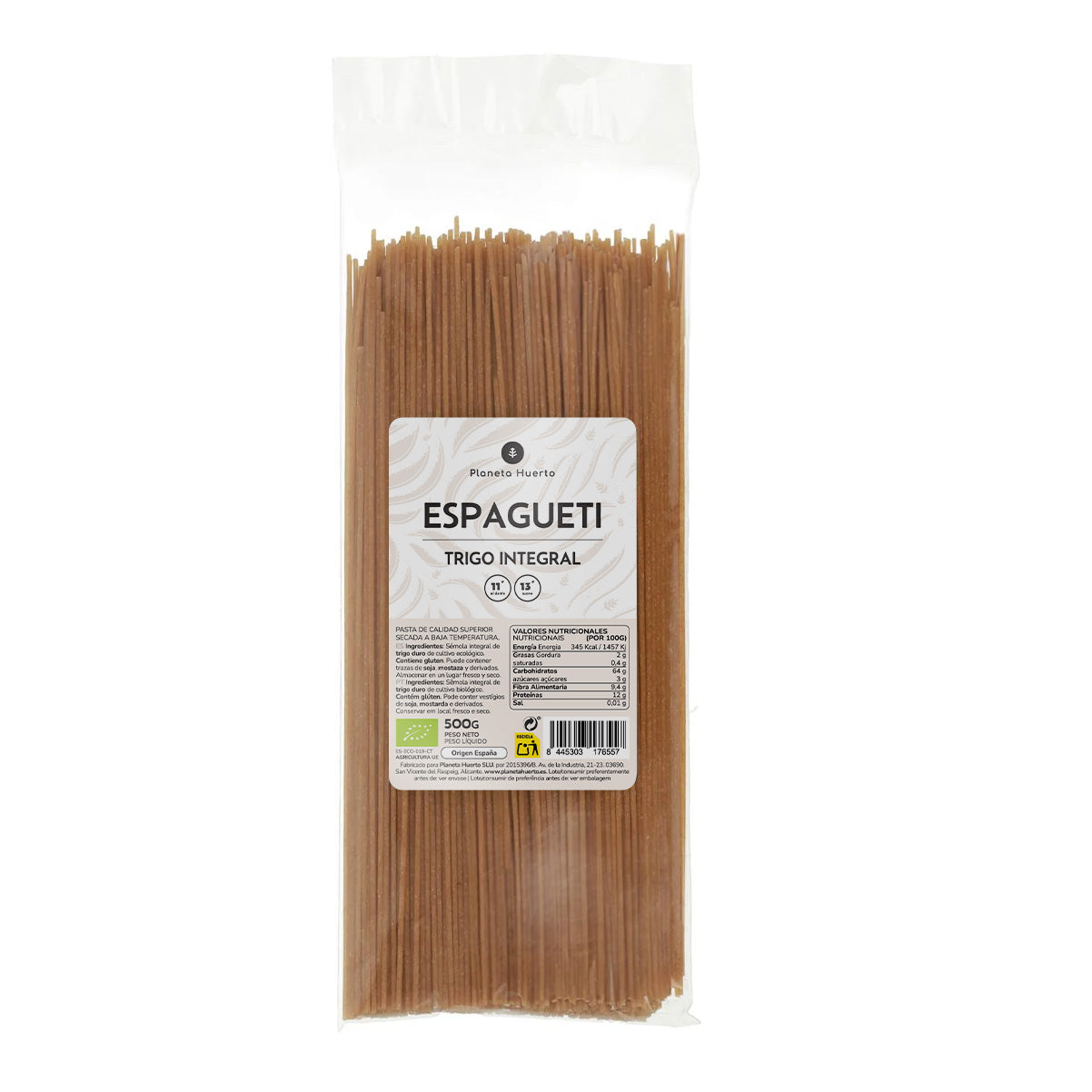 Whole wheat spaghetti ECO Planeta Huerto 500gr
