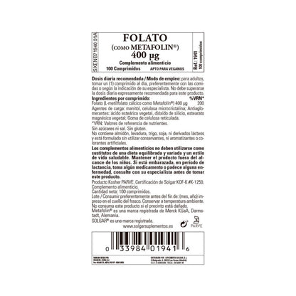 Folato (Metafolin) 50 comprimidos