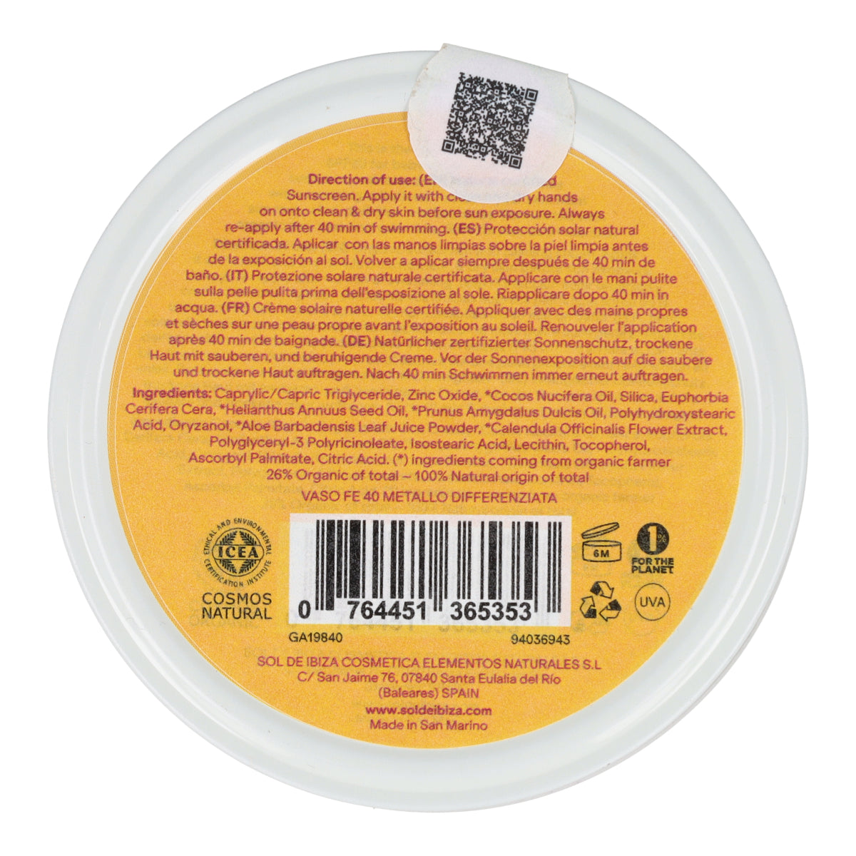 All-in-one sun cream for babies aged 0 months, SPF 30, Sol de Ibiza Organic, 100 g