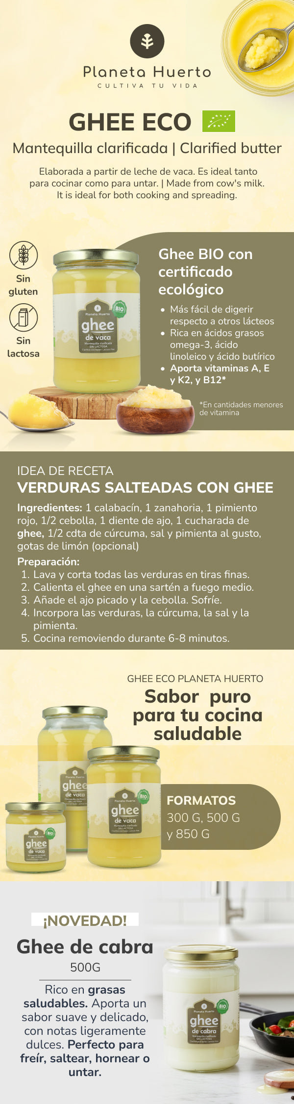 Planeta Huerto Organic Clarified Butter Ghee 500 g