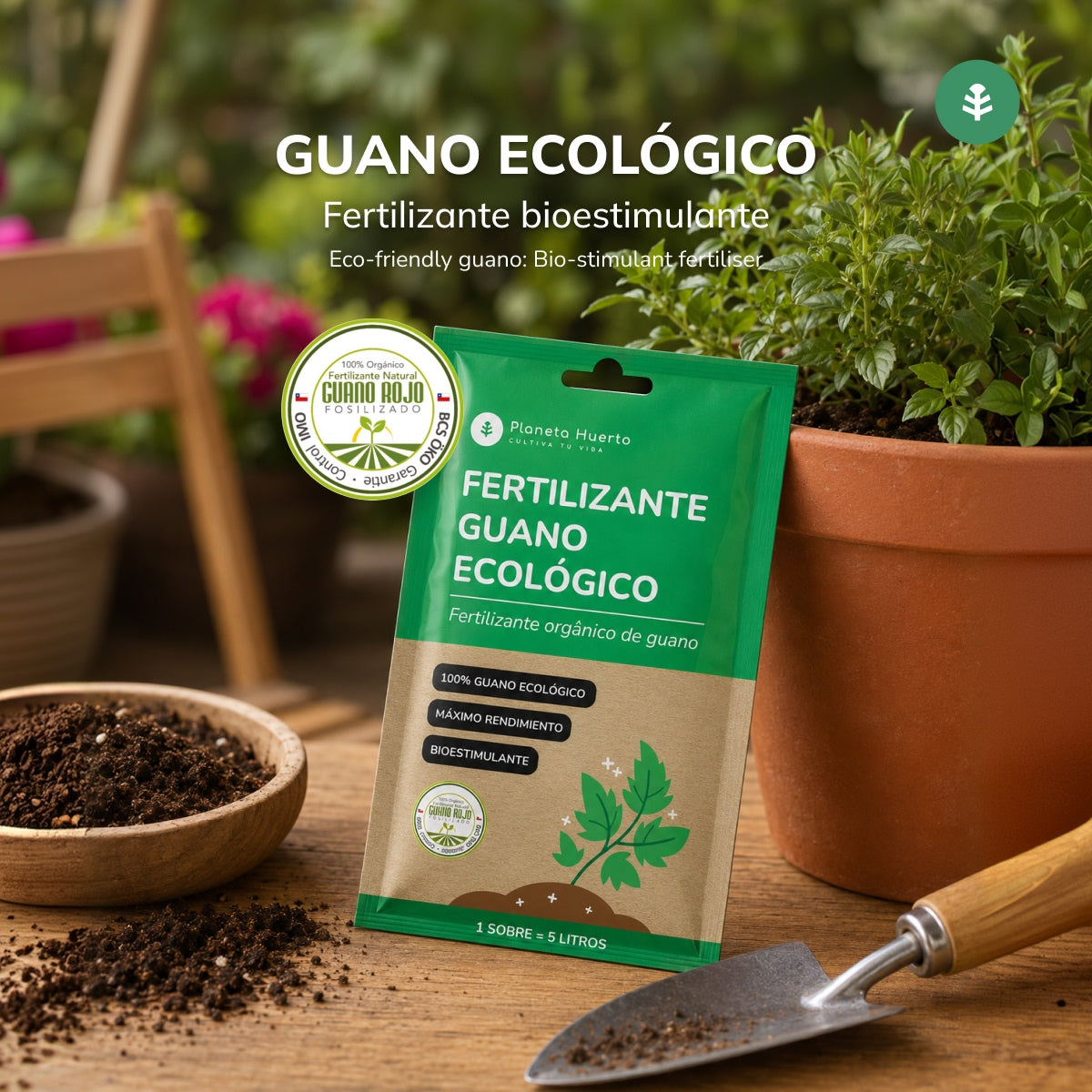 Planeta Huerto Eco Guano Fertiliser Sachet for 5 L
