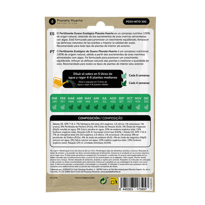 Planeta Huerto Eco Guano Fertiliser Sachet for 5 L