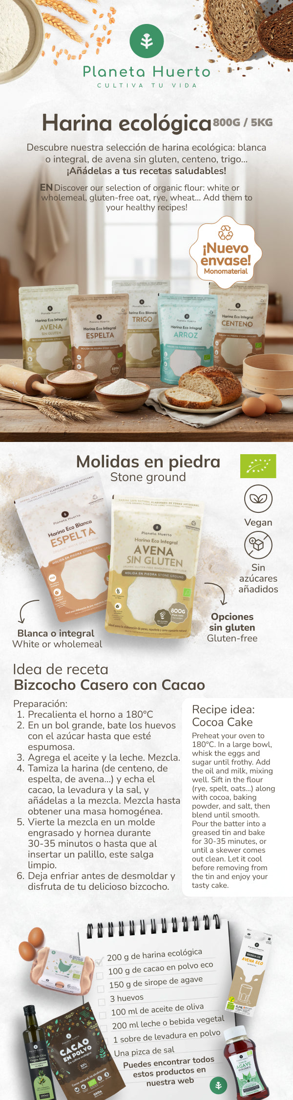 Wholemeal Rice Flour Eco Planet Garden 5 Kg