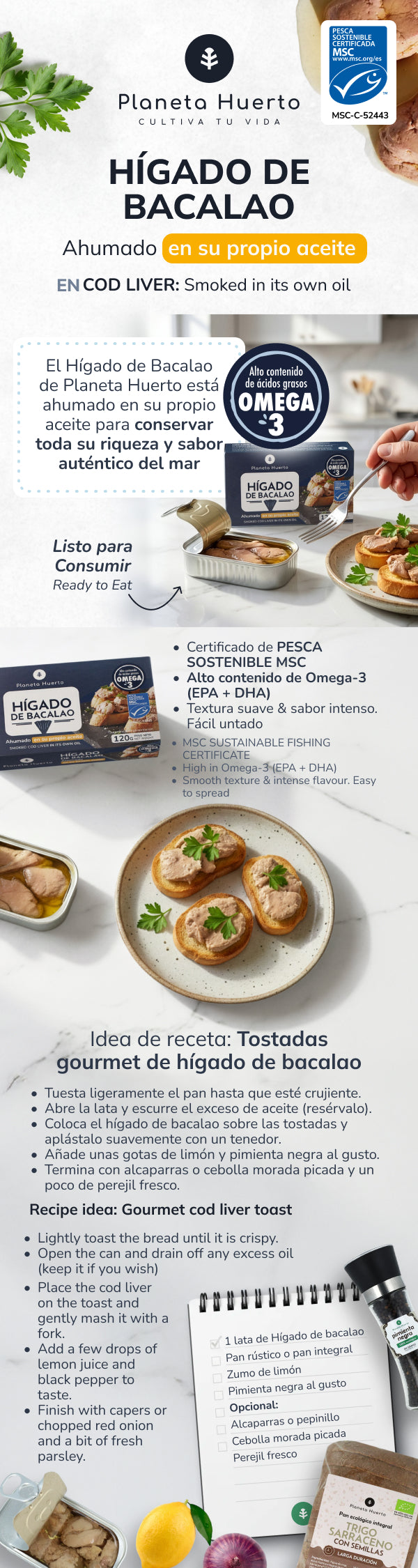 Planeta Huerto Cod Liver in its own Oil 120 g