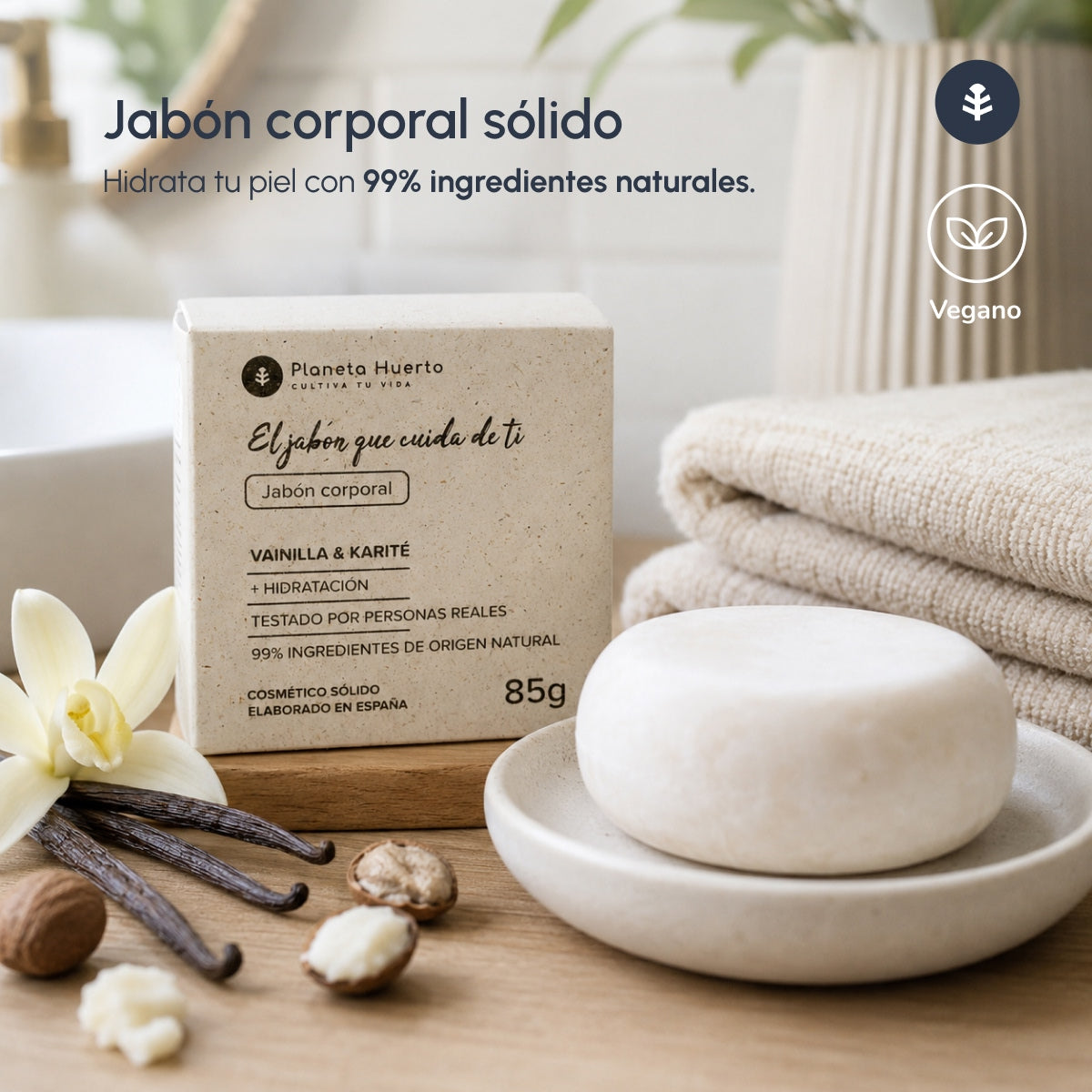 Vanilla and Shea Butter Solid Body Soap Planeta Huerto 85 gr