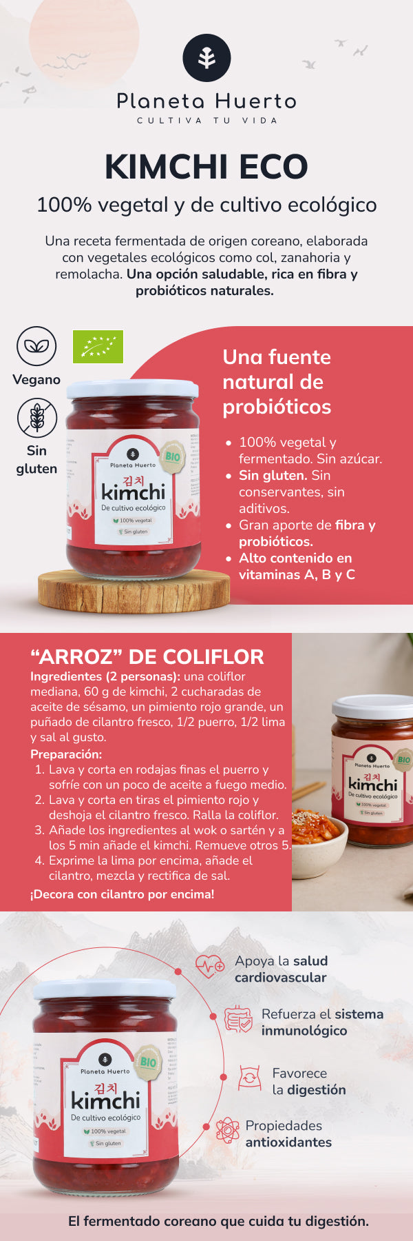 Pack of 3 ECO Planeta Huerto kimchi 420 g
