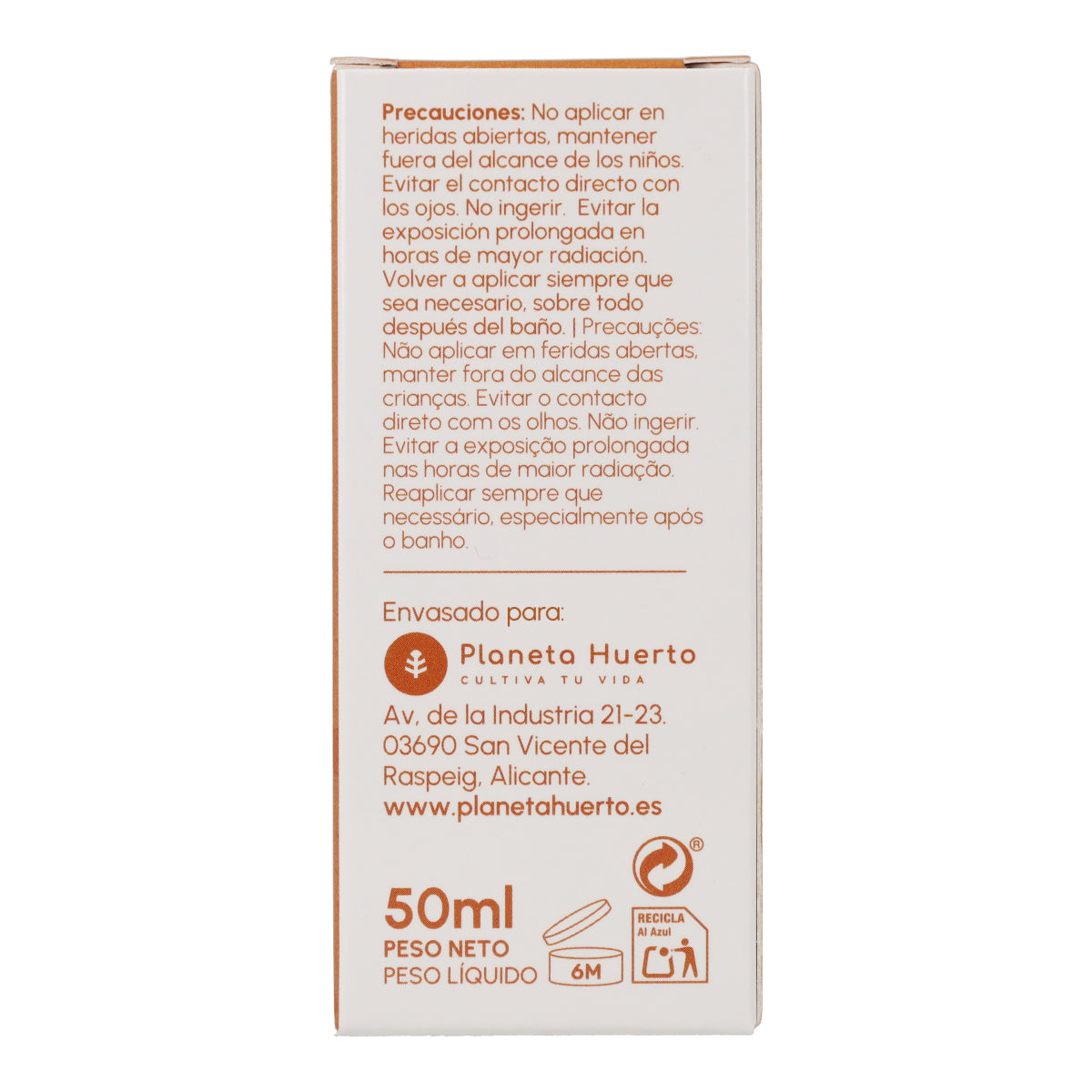 100% Mineral SPF50 Facial Sunscreen Cream Planeta Huerto 50 ml