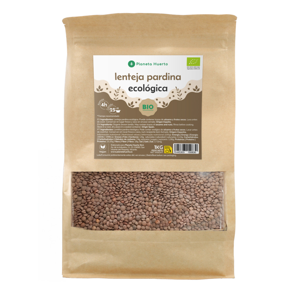 Pardina lentils ECO Planeta Huerto 1kg