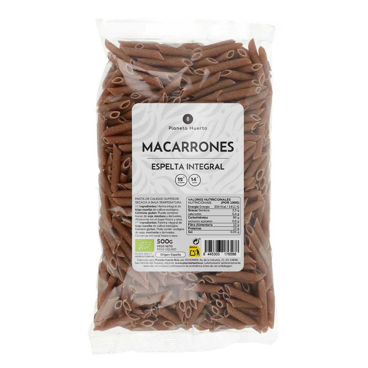 Wholemeal spelt macaroons ECO Planeta Huerto 500gr