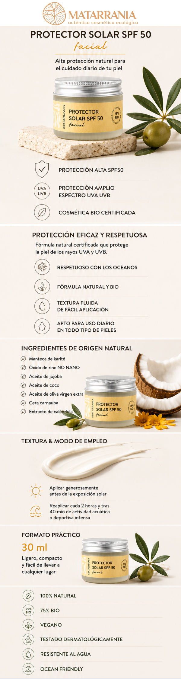 Pack of 2x Matarrania Organic SPF50 Sunscreen 30ml