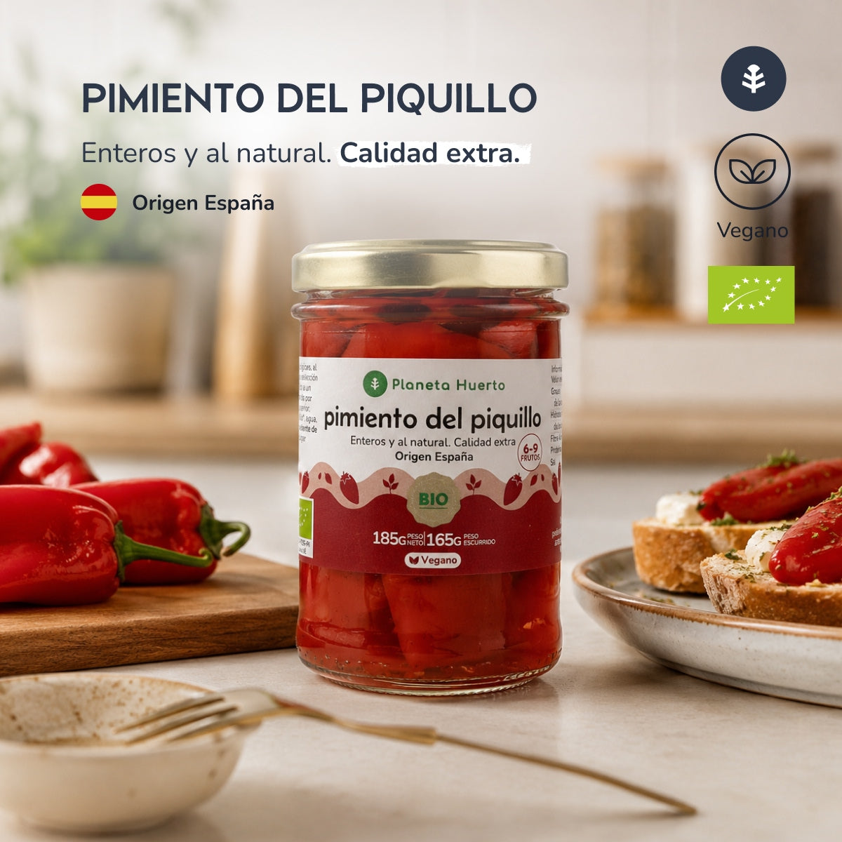 Planeta Huerto Organic Whole Piquillo Peppers 185 g