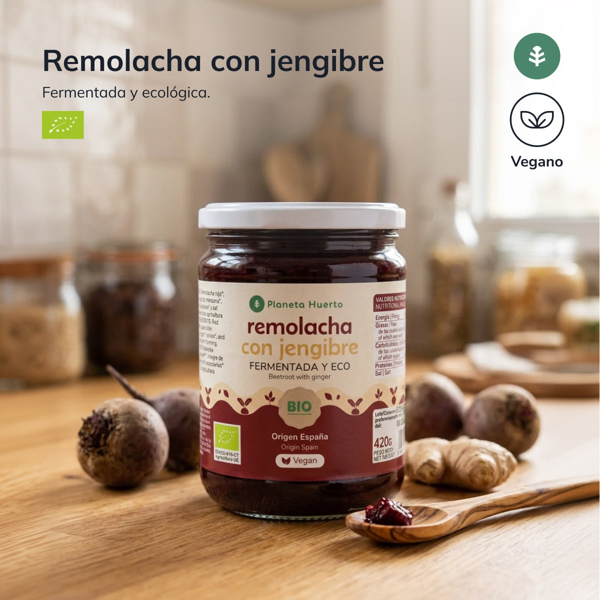 Fermented beetroot with ginger Eco Planeta Huerto 420 g