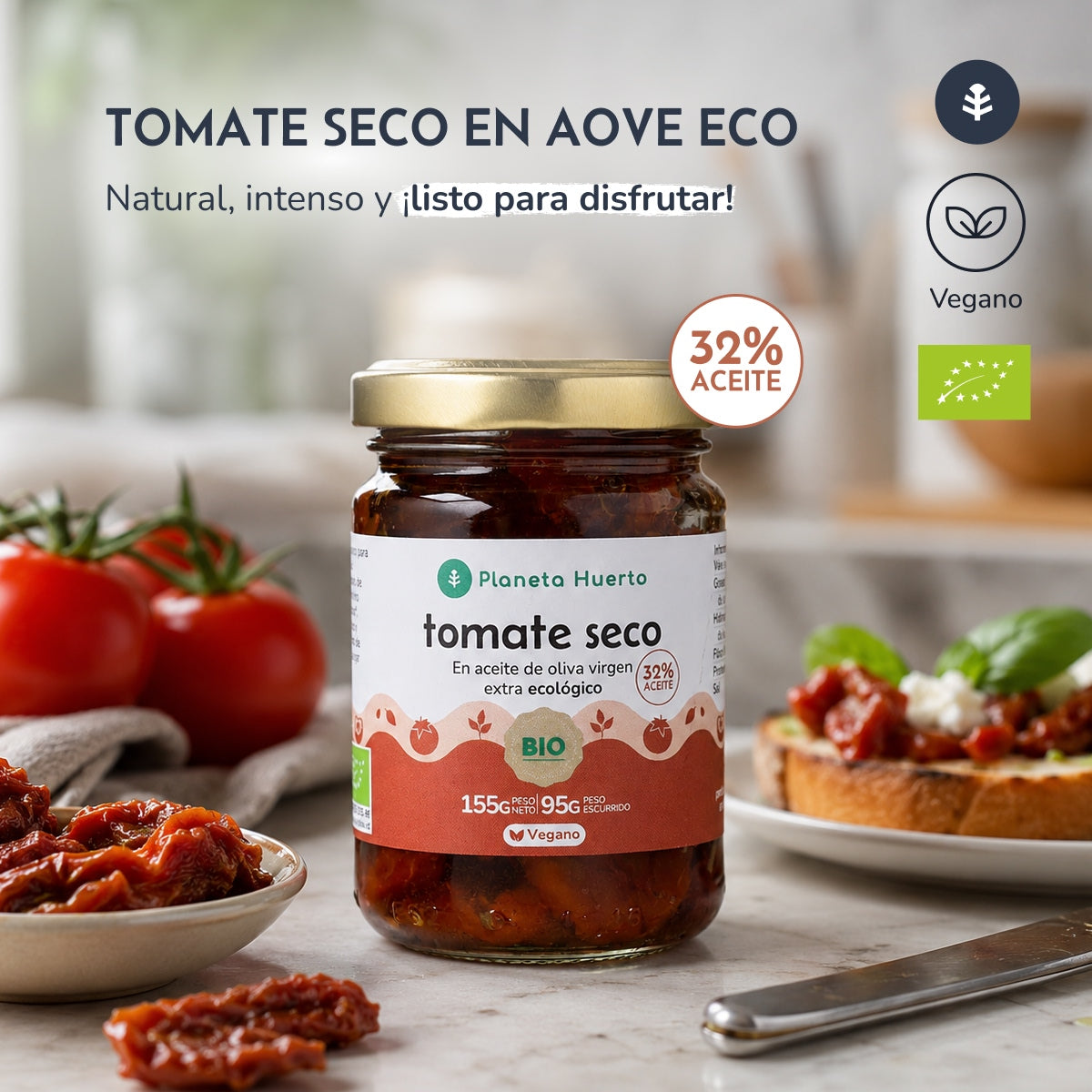 Planeta Huerto Organic Sun-dried Tomatoes in Extra Virgin Olive Oil 155 g
